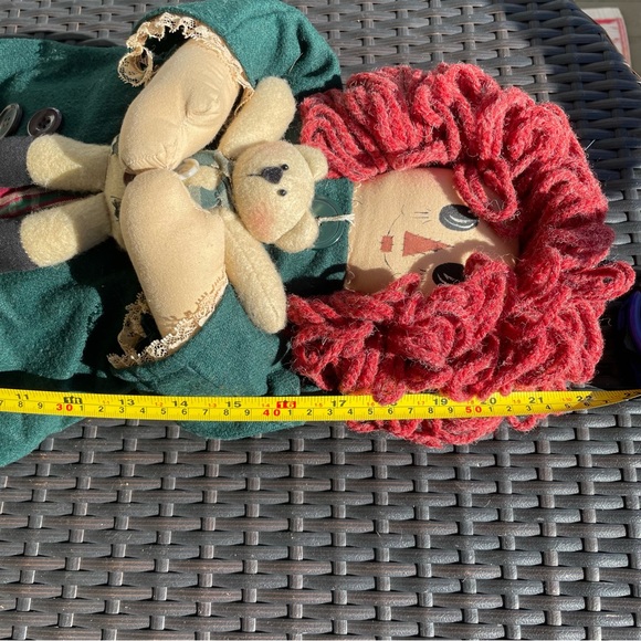 Vintage Country Style Rag Doll and Teddy Bear - Picture 11 of 12